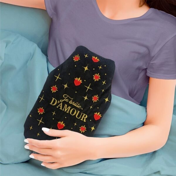 Bouillotte à eau velours brodé « Je brûle d’amour » — vue 2
