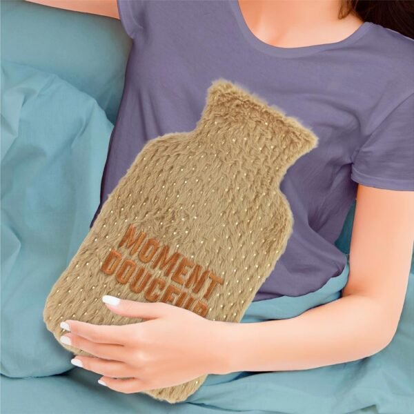 Bouillotte fourrure dorée brodée « Moment douceur » — vue 2