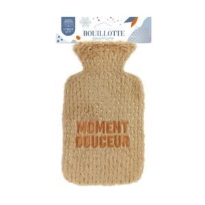 Bouillotte fourrure dorée brodée « Moment douceur »