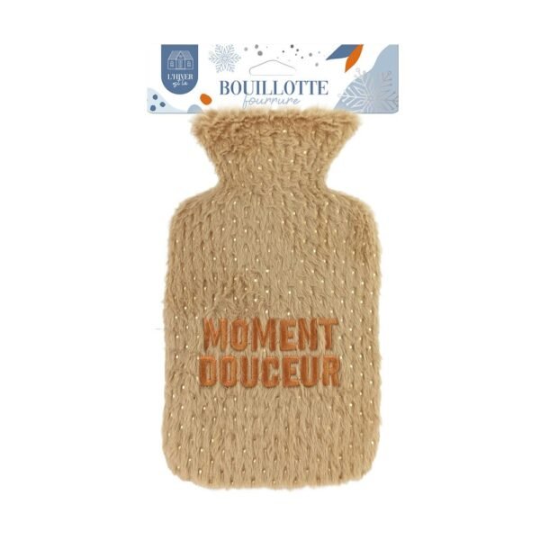 Bouillotte fourrure dorée brodée « Moment douceur »