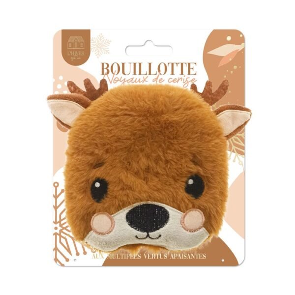 Bouillotte micro-ondes noyaux de cerise, peluche biche