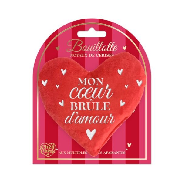 Bouillotte sèche noyaux de cerise, cœur en velours
