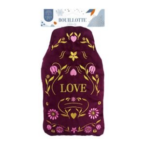 Bouillotte à eau velours brodé « Love »